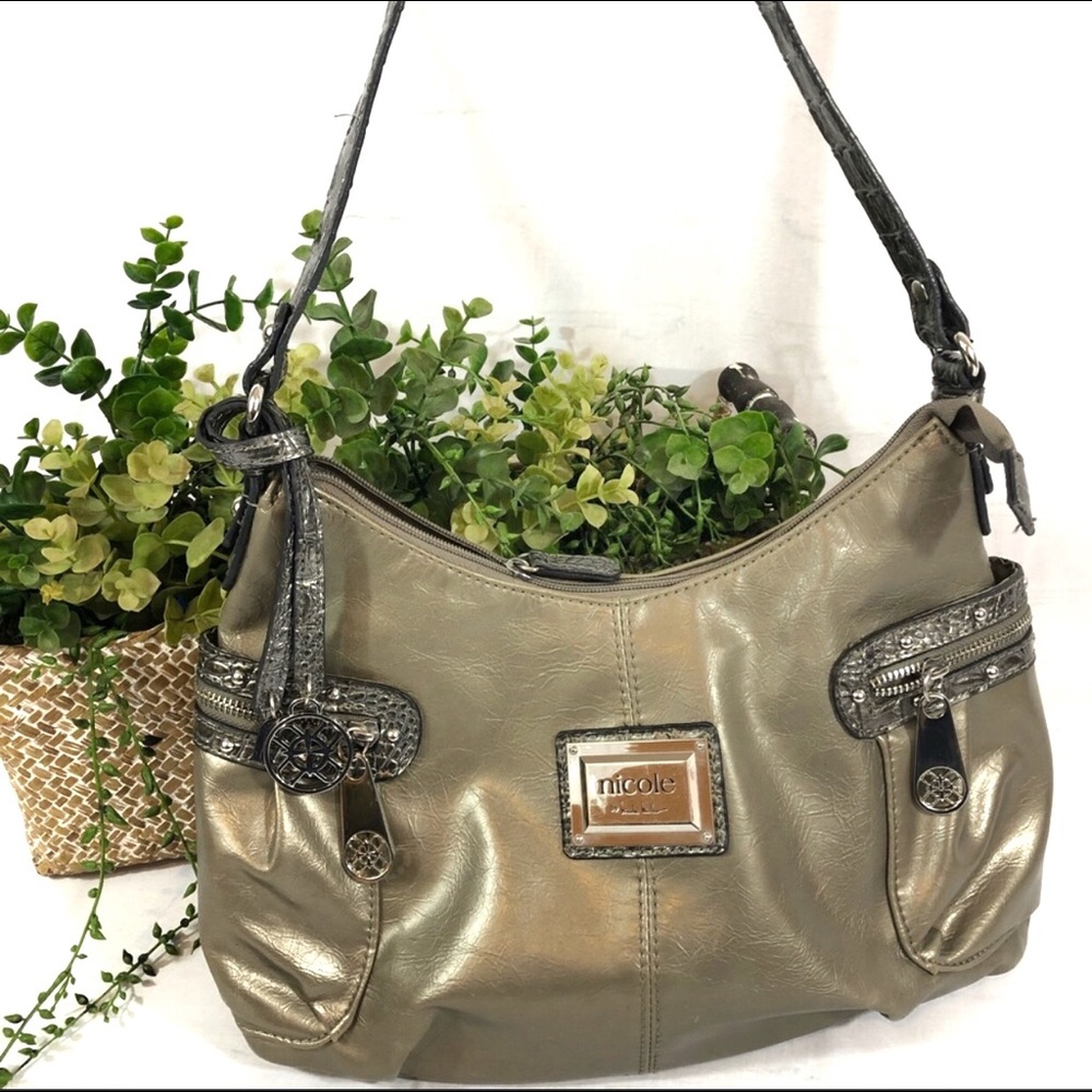 Nicole Miller Over Shoulder Bag Metallic